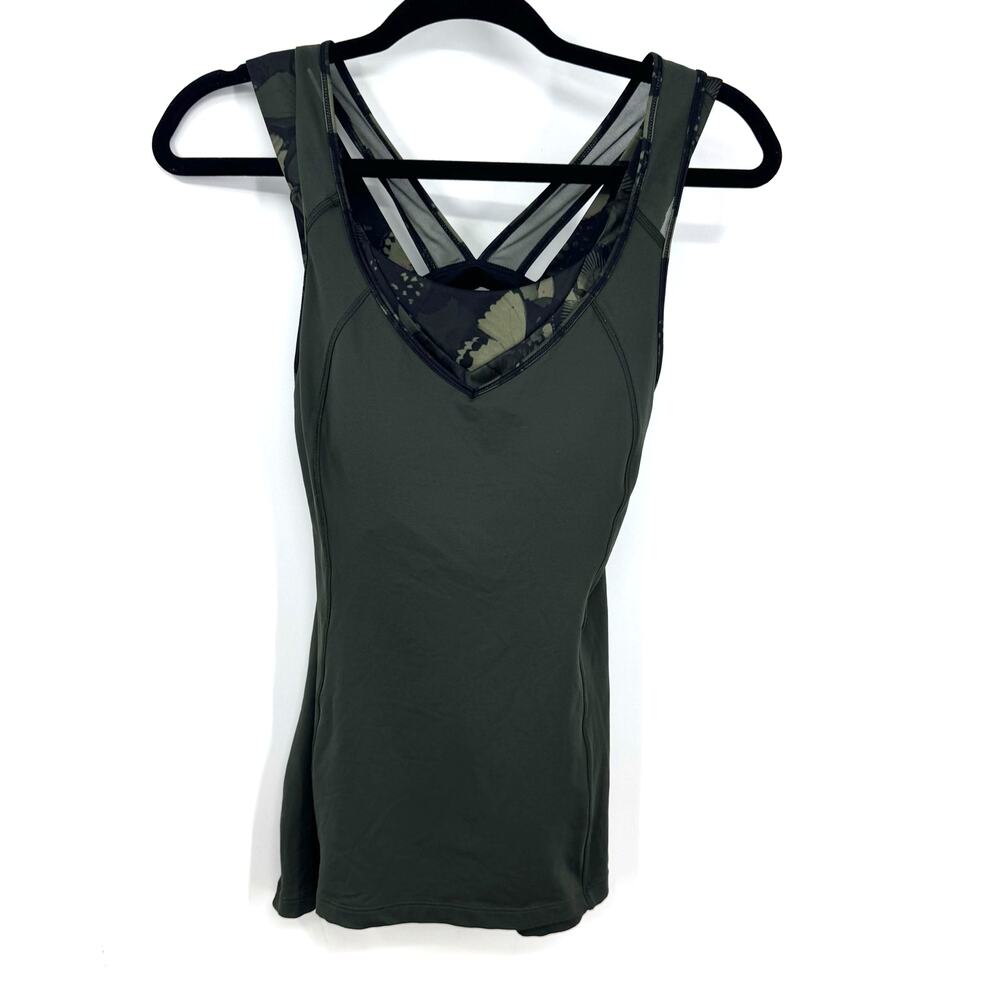 Lululemon Super Sport Tank Top 6 Mesh Gator Green Biggie So Fly Butterfly Bra